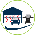 car and garage plus a barbeque icon. We install gas lines for barbeques and garage heaters